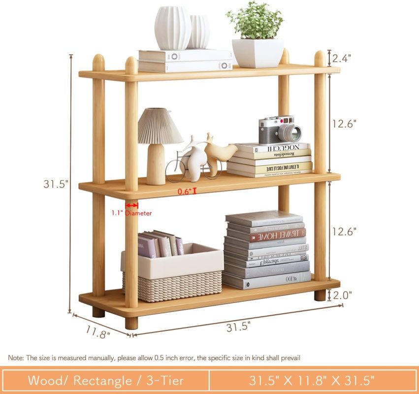 iotxy 3 tier wooden shelf bookcase – মডার্ন ওপেন বুকশেলফ (স্টাইলিশ স্টোরেজ র‍্যাক ফর হোম & অফিস)